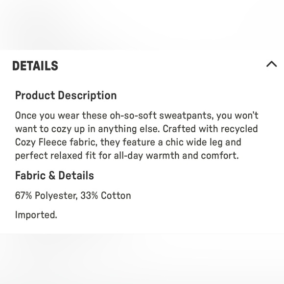 EUC Fabletics Cozy Fleece Wide Leg Sweatpants - Picture 10 of 10